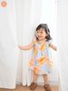 Tamiuy Đầm Yếm Cổ Thun Họa Tiết Hoa Hướng Dương Cho Bé Gái Từ 1-10 Tuổi Chất Liệu Linen Mềm Mịn