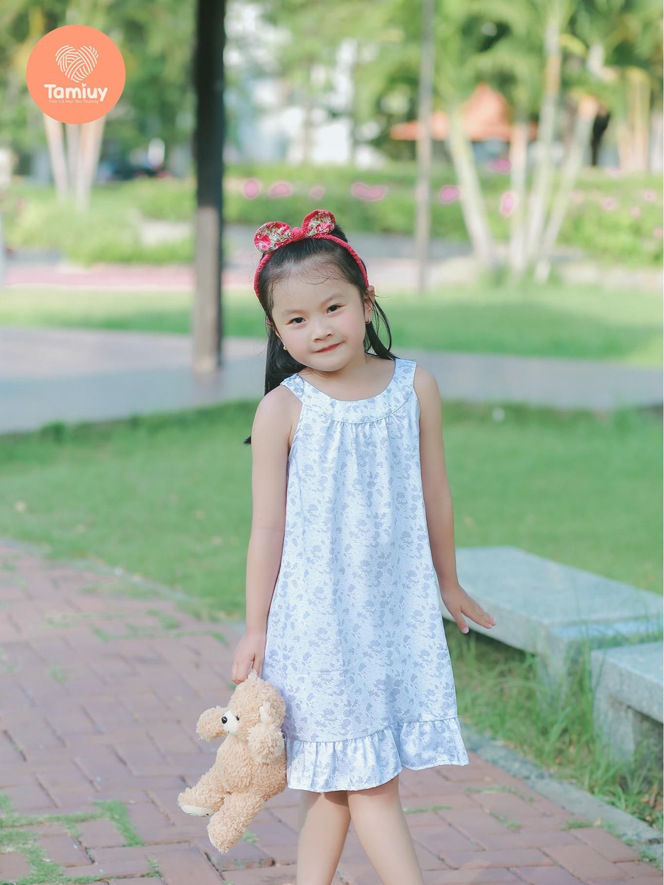  Đầm Xoè Tamiuy Cổ Yếm Vải Cotton  Mềm Mại Cho Bé Gái 1-10 Tuổi 
