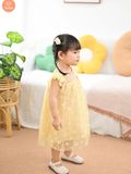  Đầm Xòe Công Chúa Tamiuy  Vải Lưới Hoa Cúc Cho Bé Gái Từ 10-38 kg 