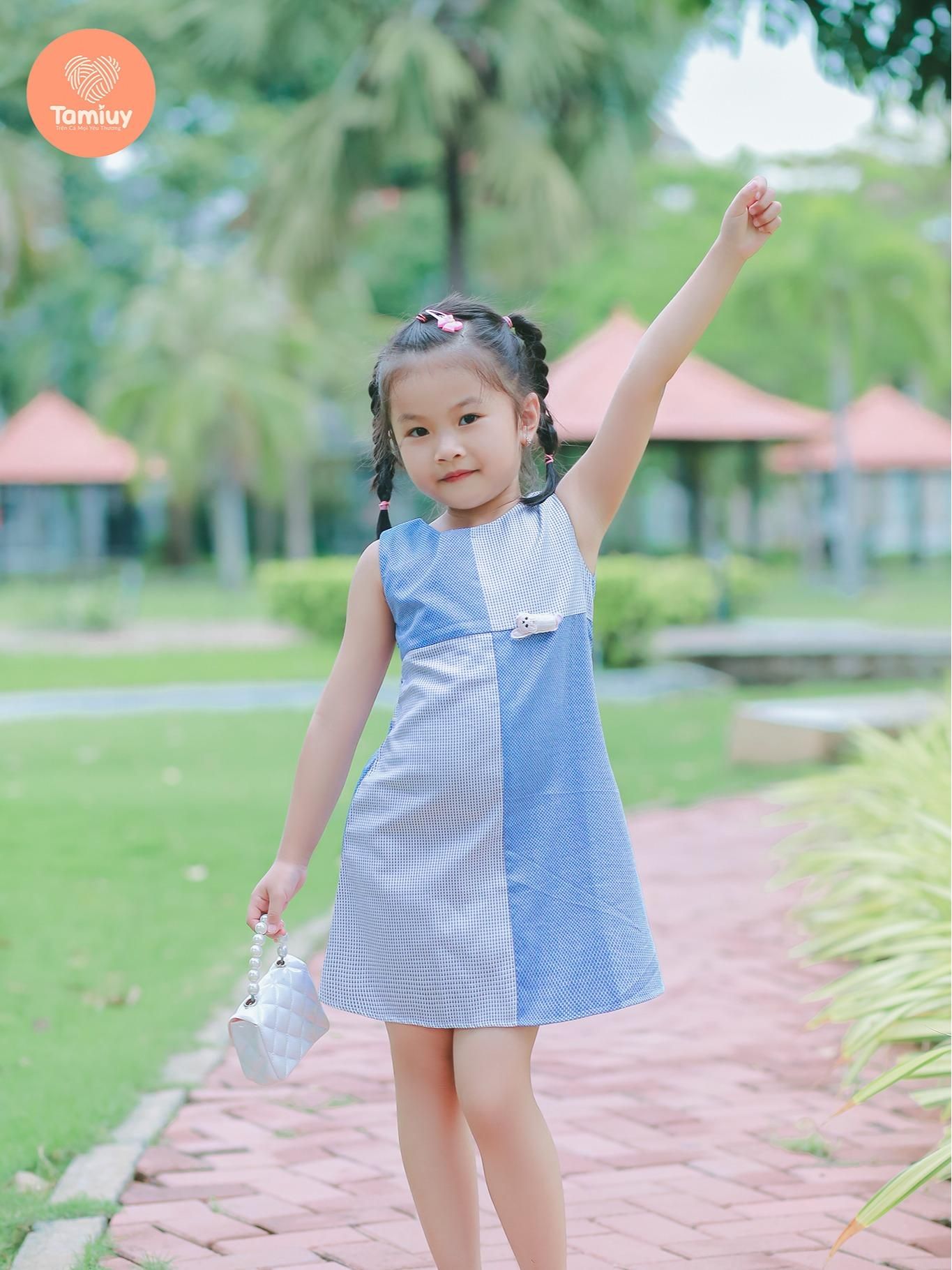  Đầm Bé Gái Tamiuy Phối Màu Đính Hình Thú Dễ Thương Cho Bé 1-10 Tuổi 