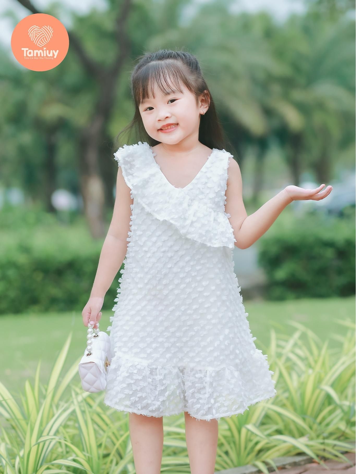  Đầm Sát Nách Tamiuy Bèo Lệch Vai Dành Cho Bé 10-38 kg 