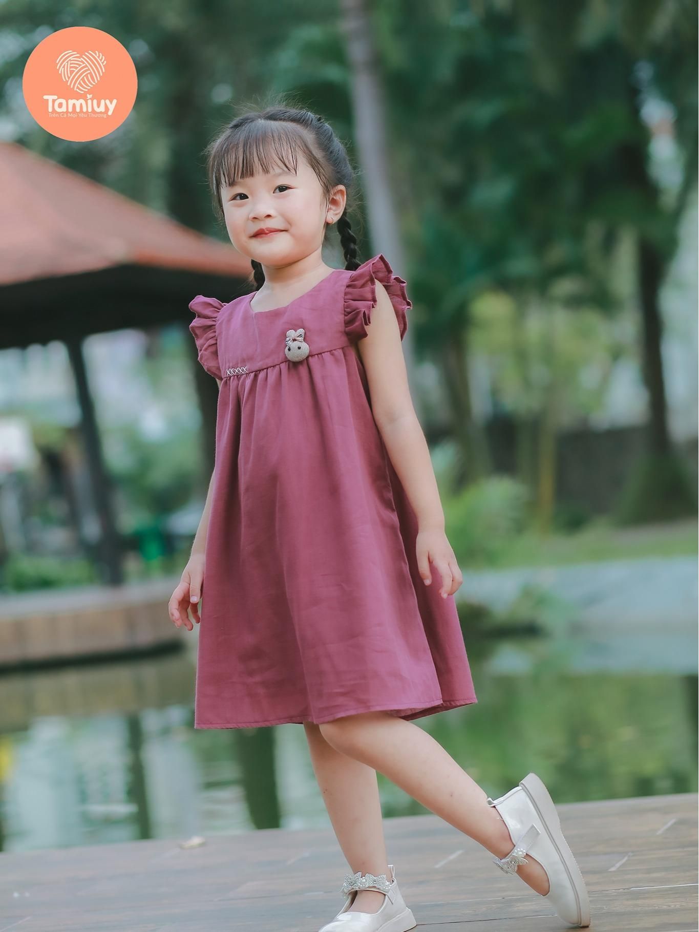  Set Đầm Bé Gái Tamiuy  Đính Thú, Phối Quần Đùi Phồng Phong Cách Hè (1-10T) 