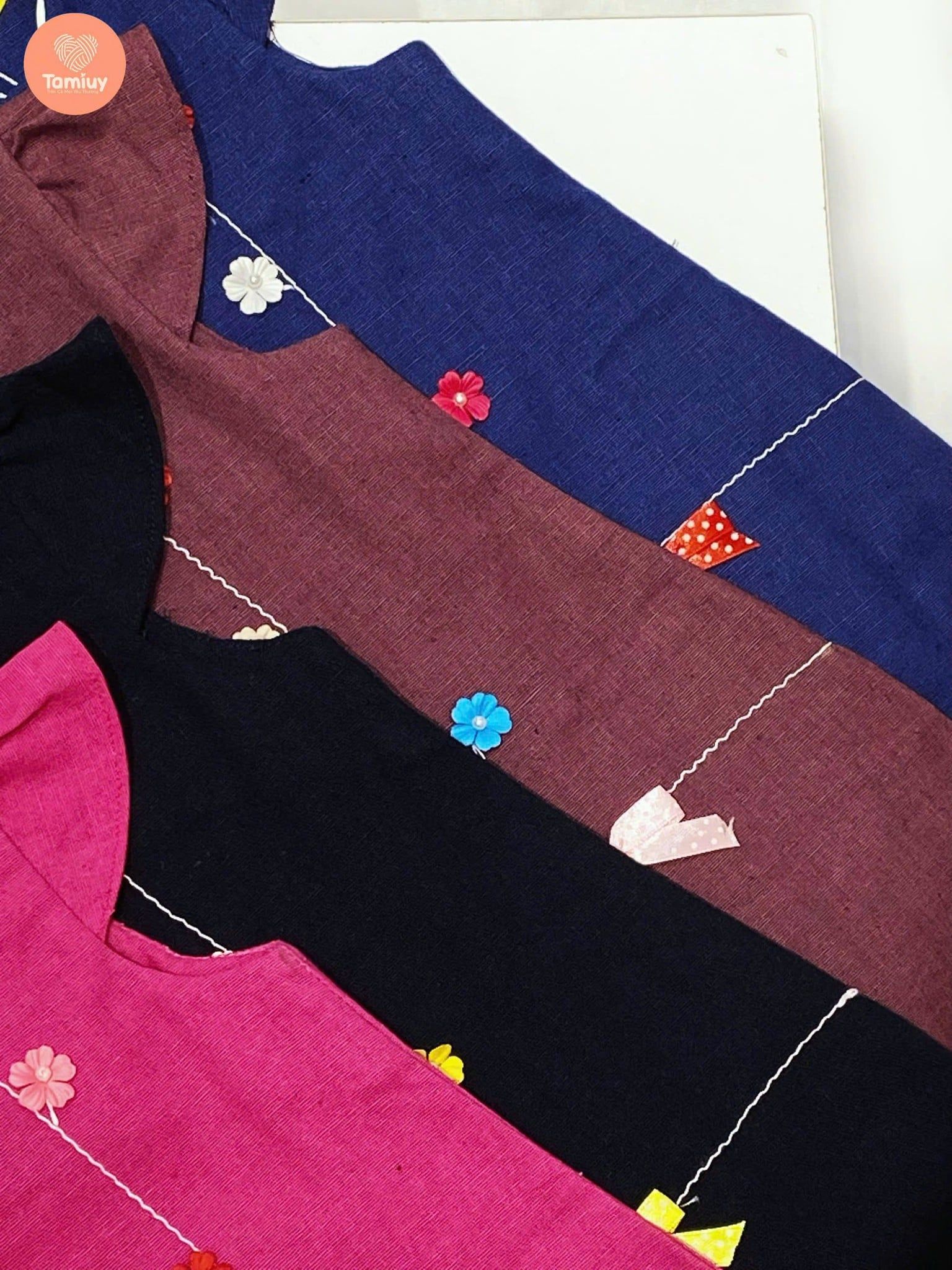  Đầm Linen Chạy Chỉ Nổi Thêu Hoa  Tamiuy Cao Cấp Xinh Xắn Đáng Yêu Ngây Thơ Dành Cho Bé Gái Từ 1-10 Tuổi 