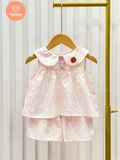  Bộ Caro Bé Gái Tamiuy Cam & Trắng Phối Hoa Tiết Vải Cotton Mềm Mịn Size 2-12 