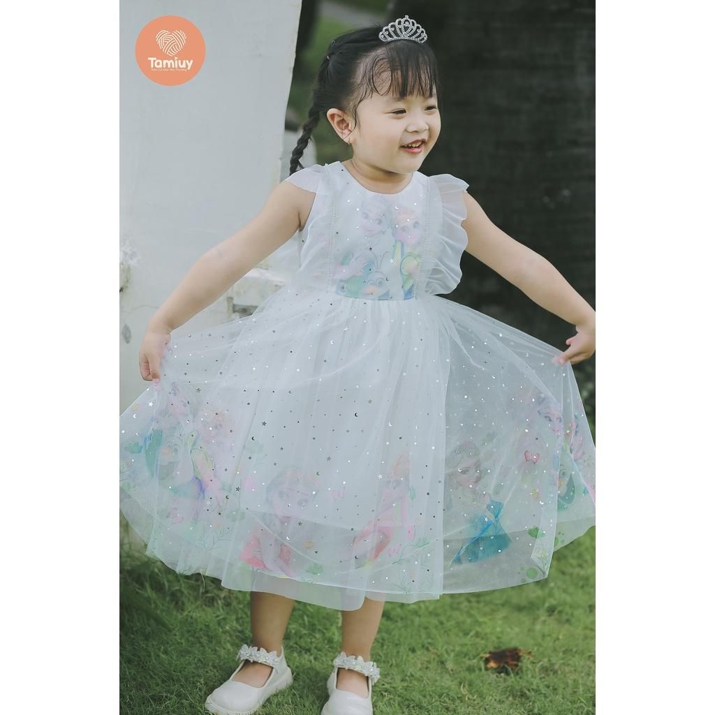  Tamiuy Đầm Dạ Hội Công Chúa Elsa Chất Liệu Cotton Voan Cao Cấp Dành Cho Bé Dự Tiệc Size Trung CHo Bé 40 kG 