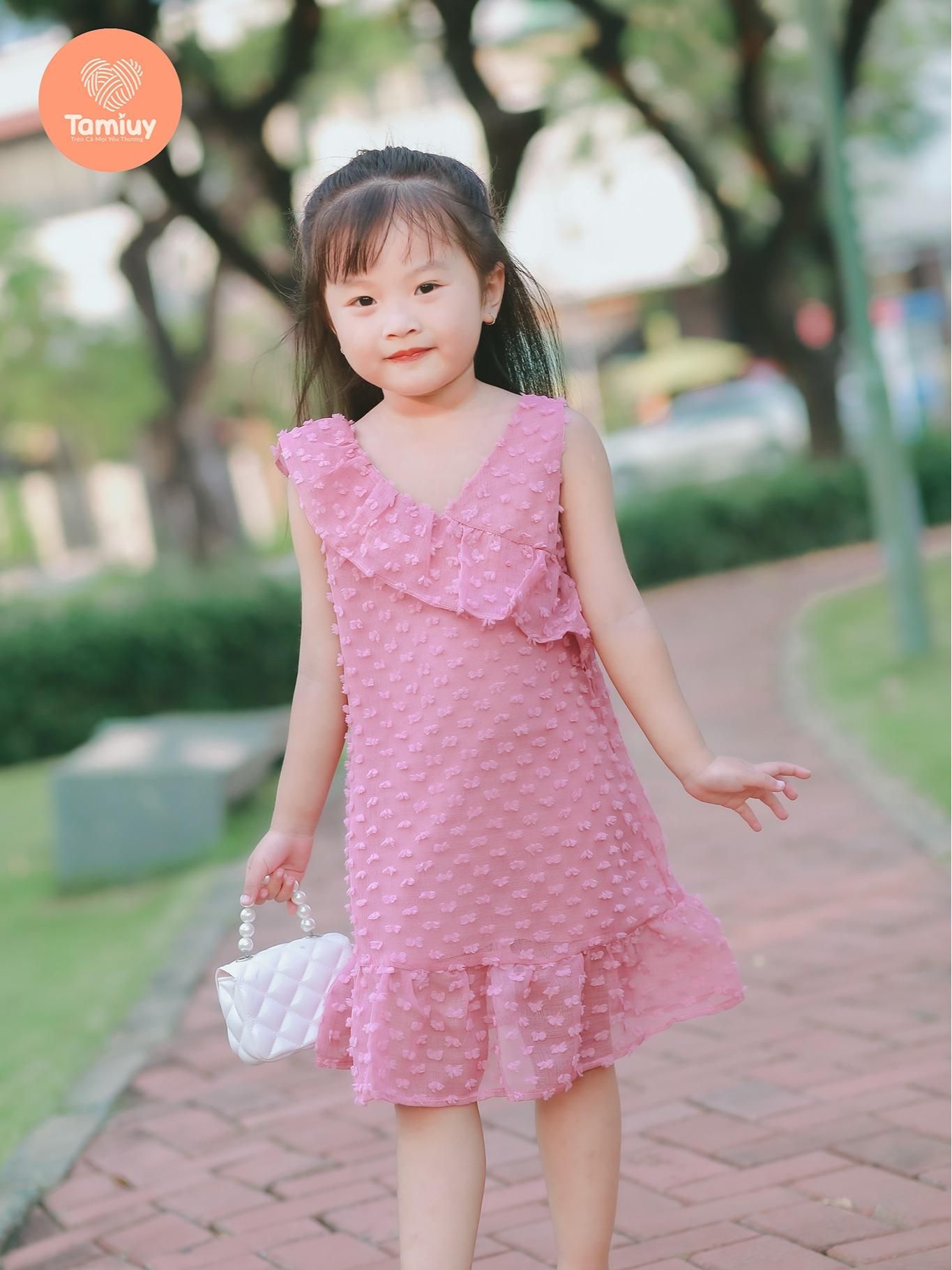  Đầm Sát Nách Tamiuy Bèo Lệch Vai Dành Cho Bé 10-38 kg 
