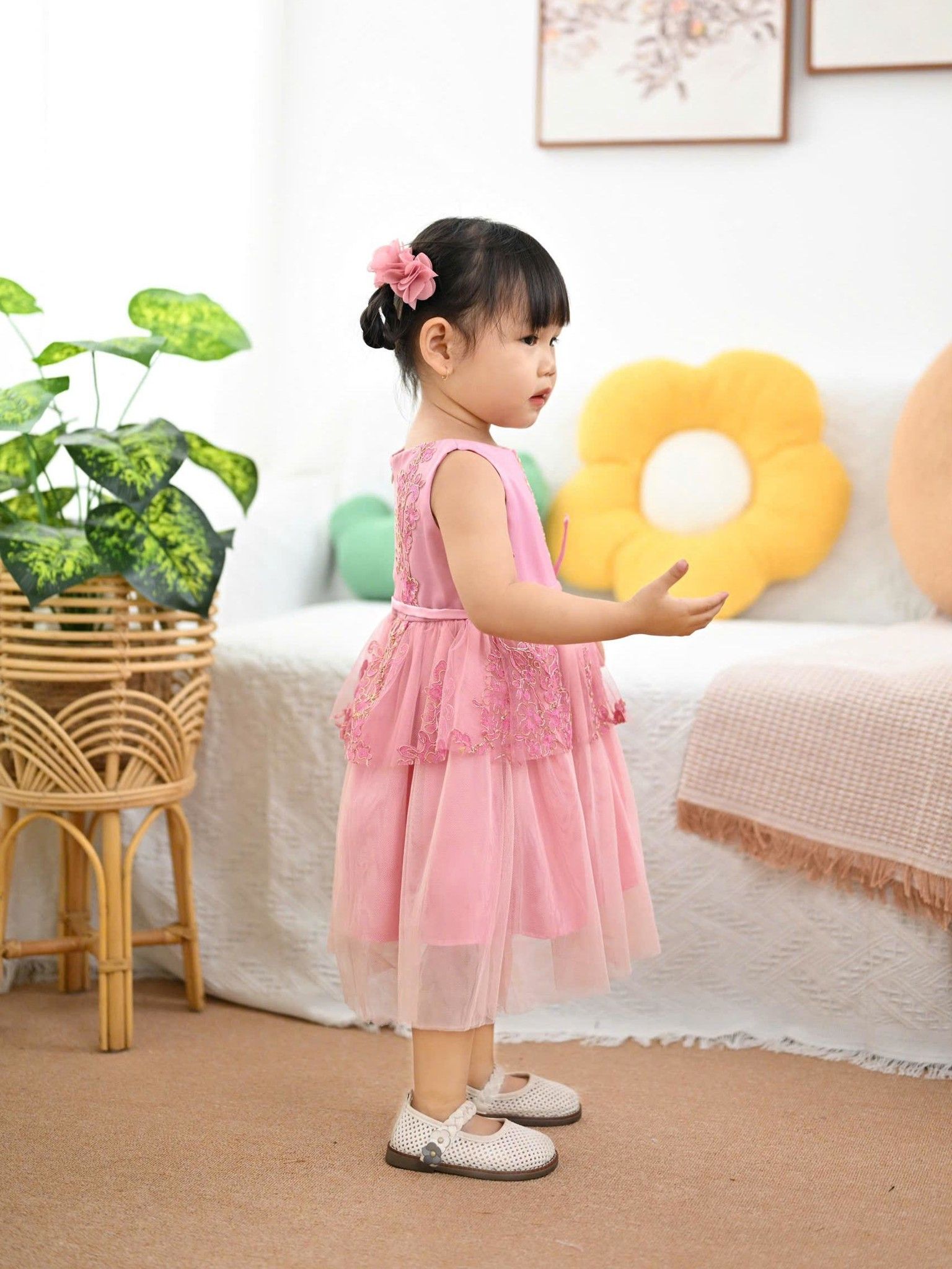  Đầm Công Chúa Màu Đỏ  Tamiuy   Đính Hoa Cao Cấp (1-10T) 