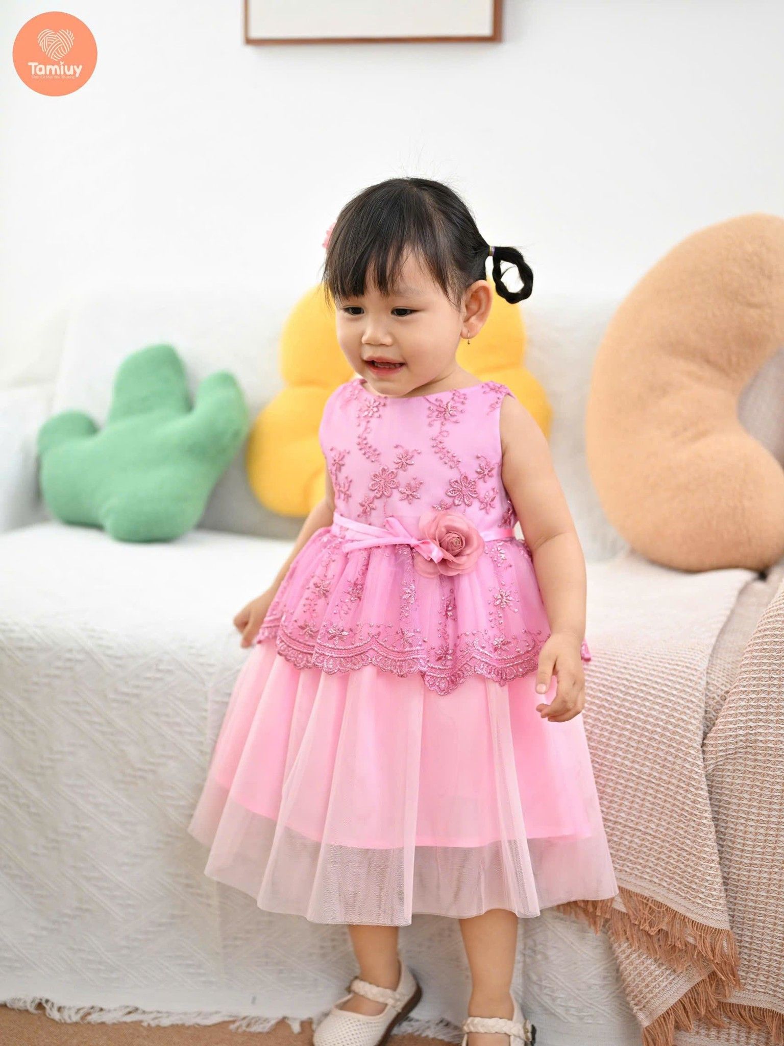  Đầm Công Chúa Màu Đỏ  Tamiuy   Đính Hoa Cao Cấp (1-10T) 