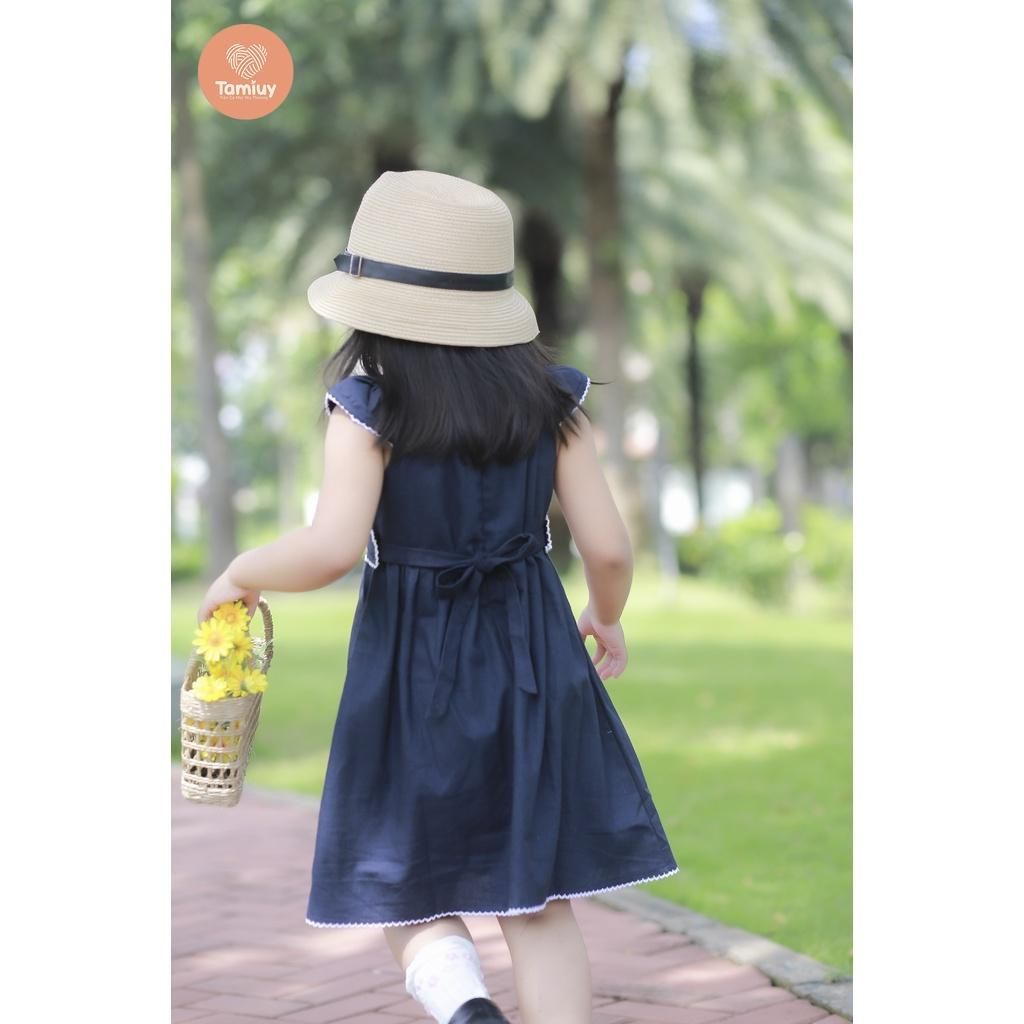  Đầm Bé Gái Tamiuy Cao Cấp Thiết Kế Tay Phồng Cánh Tiên Rode ở Cổ Và Eo Chất Liệu Linen Mềm Mại Size Trung 