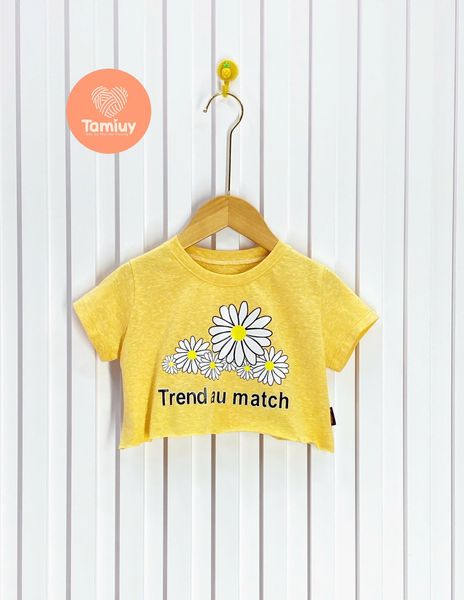  Áo Thun Croptop Bé Gái Hoa Hướng Dương, Chất Cotton Co Giãn (Size 1-10 Tuổi) 