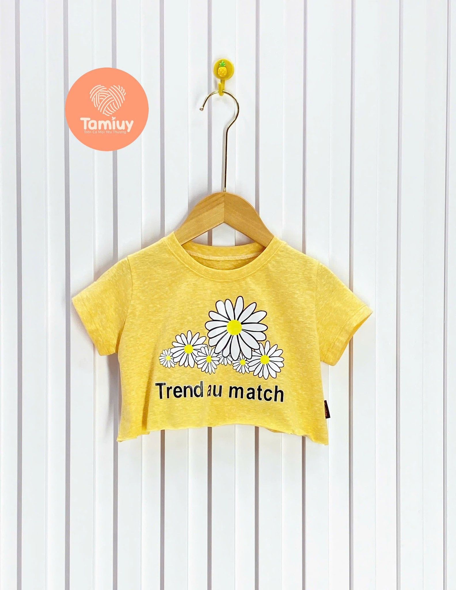  Áo Thun Croptop Bé Gái Hoa Hướng Dương, Chất Cotton Co Giãn (Size 1-10 Tuổi) 