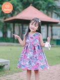 Đầm Xòe Vải Gấm Hoạ Tiết Bông Tamiuy Dành Cho Bé Gái (10-40kg) 