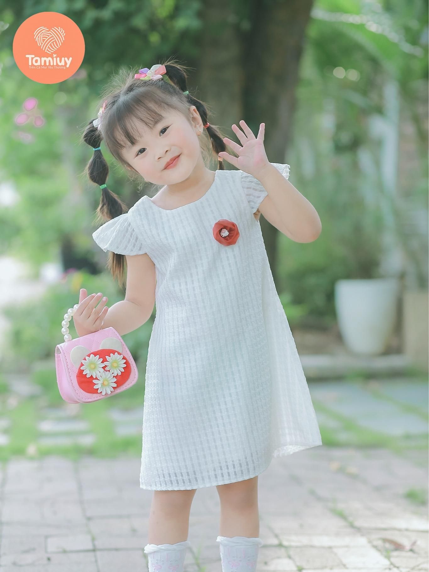  Đầm Chữ A Bé Gái Tamiuy Cotton Cánh  Tiên Đính Hoa Cân Nặng 10-38kg 