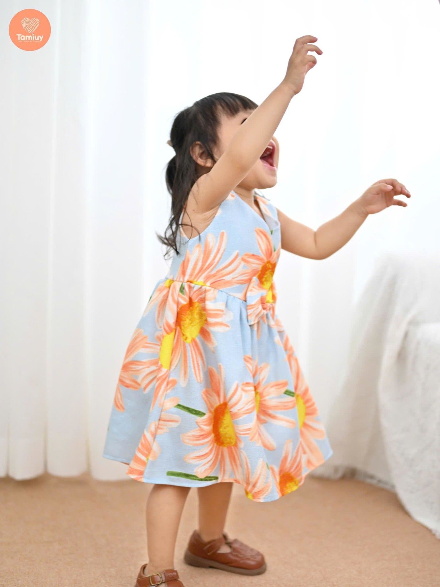  Đầm Xòe Công Chúa Tamiuy Hoạ Tiết Hoa Hướng Dương Dành Cho Bé Gái (1-10T) 