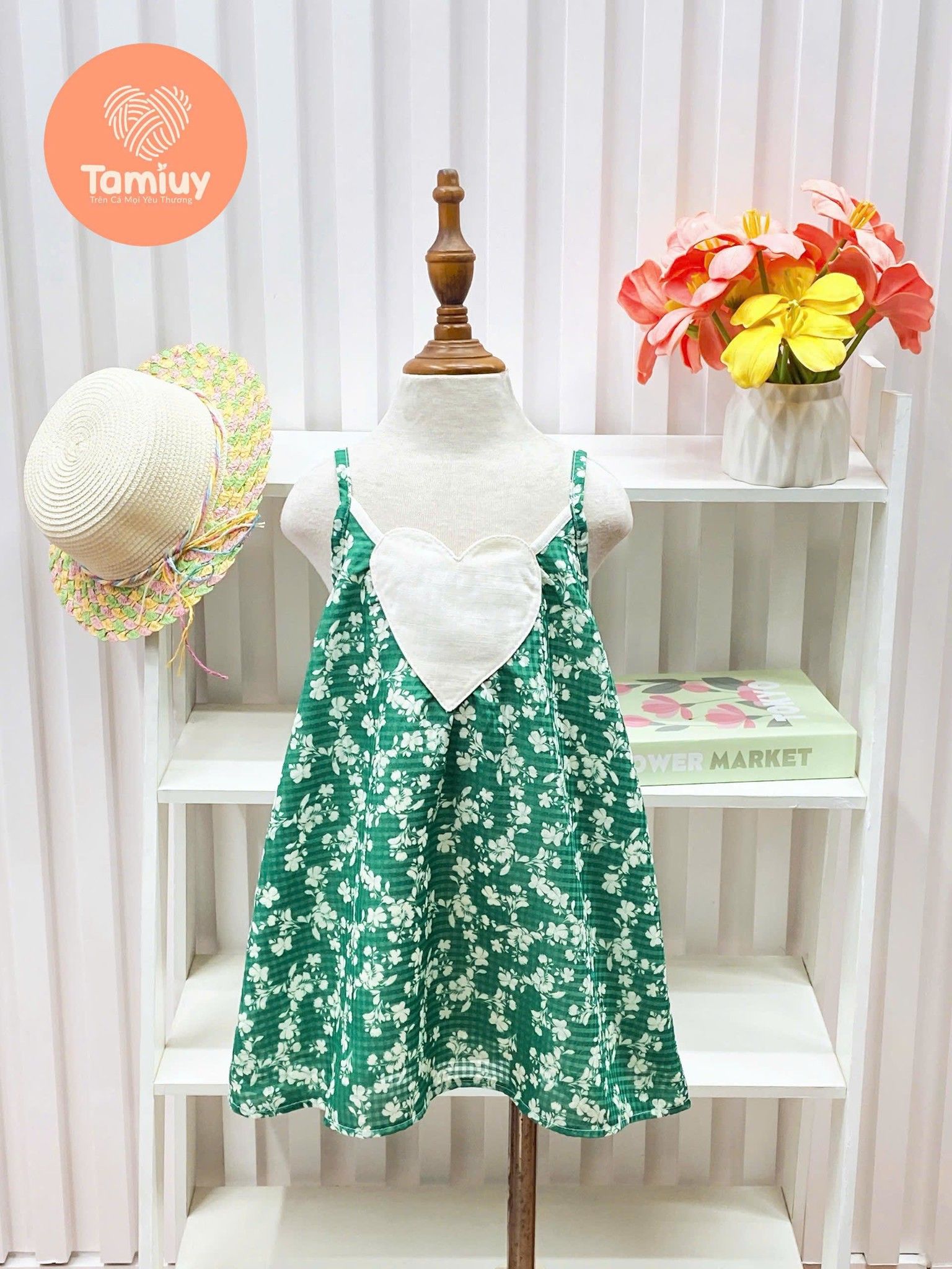  Đầm Yếm Tamiuy 2 Dây Trái Tim Bé Gái Cho Bé từ 10-38 kg 