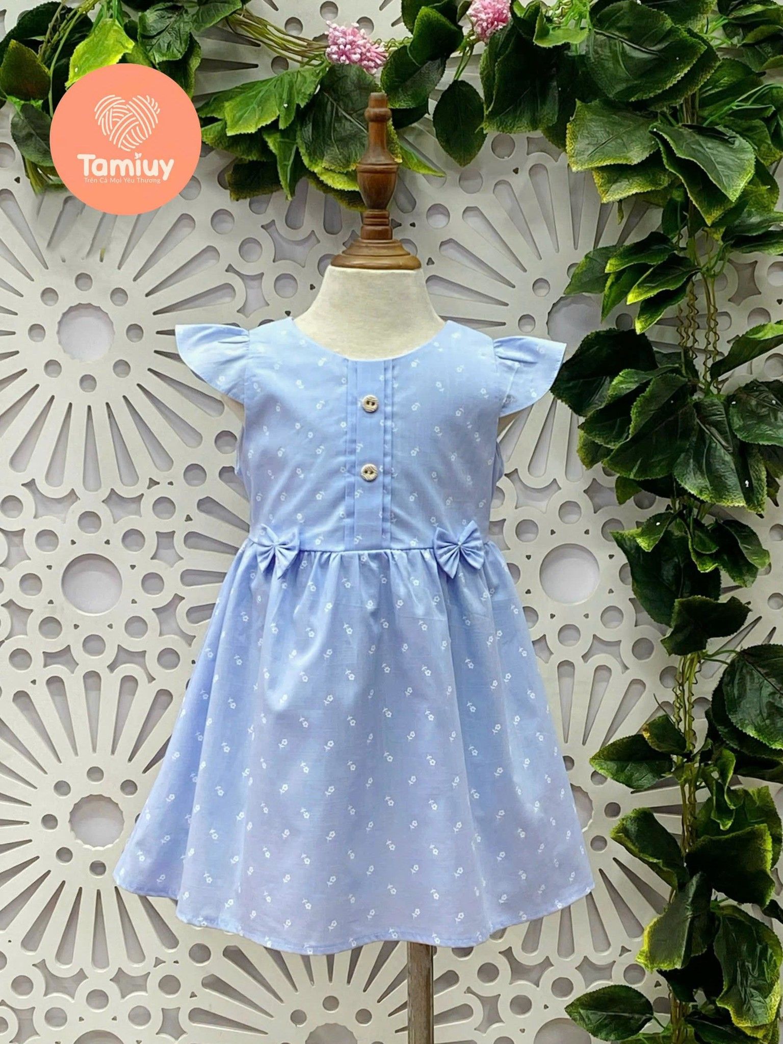  Đầm Xoè Bé Gái  Tamiuy Thêu Trụ Tay Cánh Tiên Size 10-40 kg 