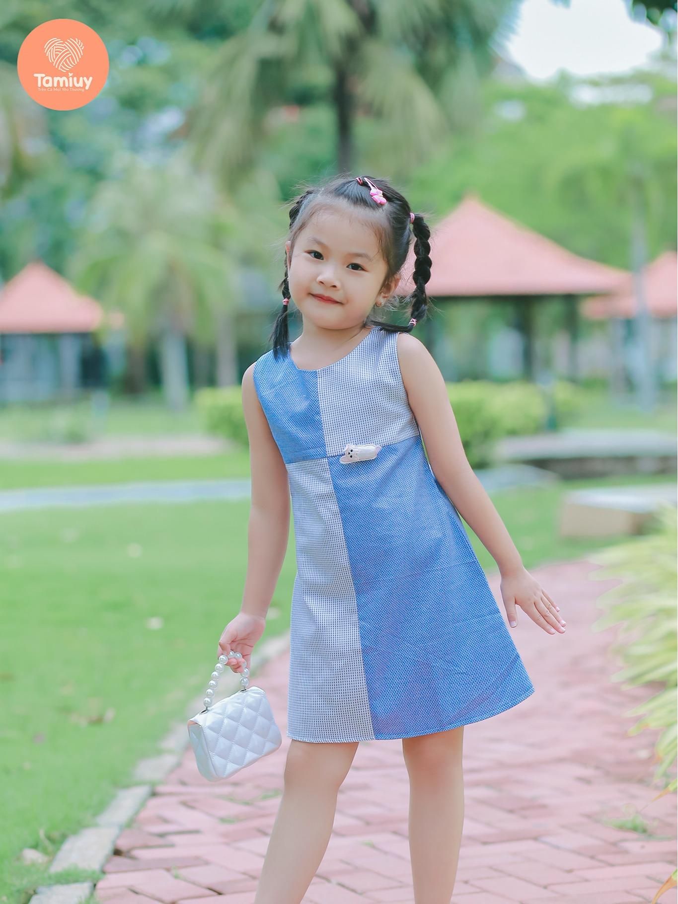  Đầm Bé Gái Tamiuy Phối Màu Đính Hình Thú Dễ Thương Cho Bé 1-10 Tuổi 