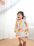  Tamiuy Đầm Yếm Cổ Thun Họa Tiết Hoa Hướng Dương Cho Bé Gái Từ 1-10 Tuổi Chất Liệu Linen Mềm Mịn 