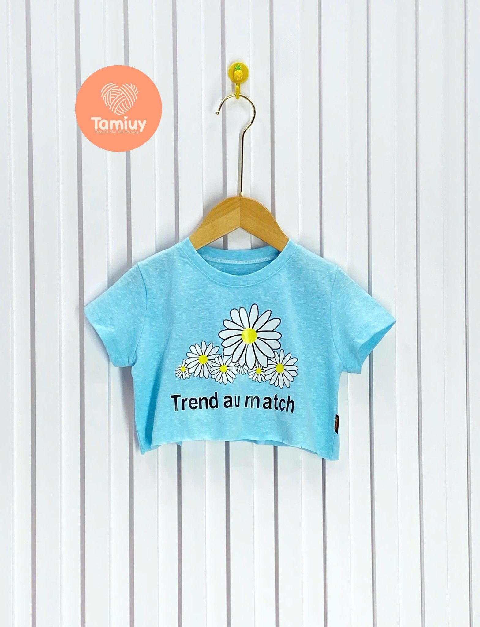  Áo Thun Croptop Bé Gái Hoa Hướng Dương, Chất Cotton Co Giãn (Size 1-10 Tuổi) 
