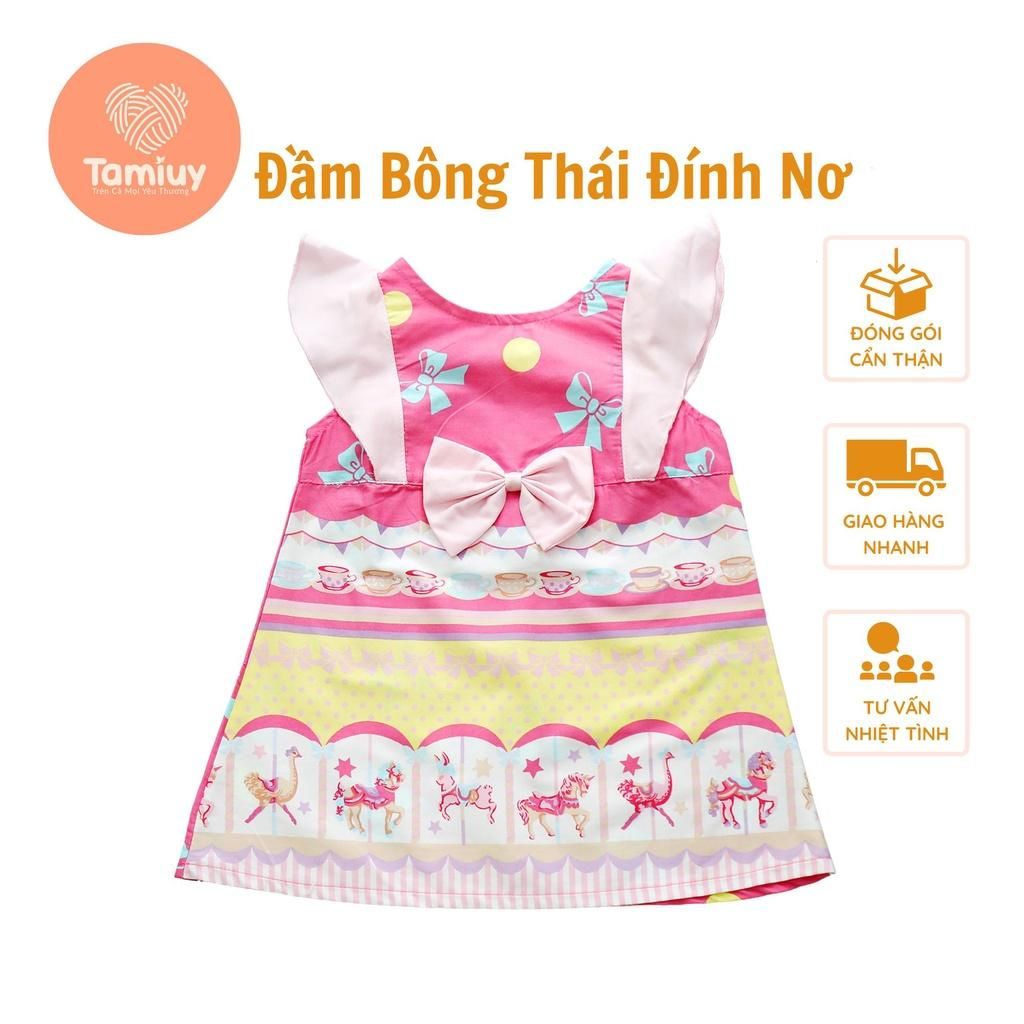  Váy Chữ A Bé Gái Tamiuy Cao Cấp Đính Nơ Họa Tiết Dễ Thương Chất Vải Cotton Mềm Mịn Nhiều Màu Tùy Chọn 