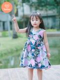  Đầm Xòe Vải Gấm Hoạ Tiết Bông Tamiuy Dành Cho Bé Gái (10-40kg) 