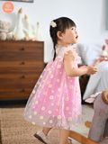  Đầm Xòe Công Chúa Tamiuy  Vải Lưới Hoa Cúc Cho Bé Gái Từ 10-38 kg 