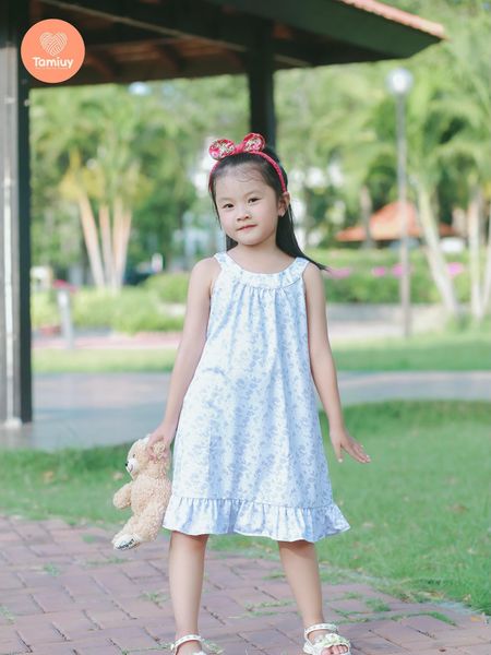  Đầm Xoè Tamiuy Cổ Yếm Vải Cotton  Mềm Mại Cho Bé Gái 1-10 Tuổi 