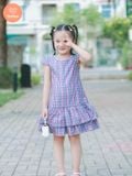  Tamiuy Đầm Xòe Đuôi Cá Bé Gái 2 Tầng Điệu Đà Vải Cotton Cho Trẻ Từ 1-10 Tuổi Màu Đỏ Caro 