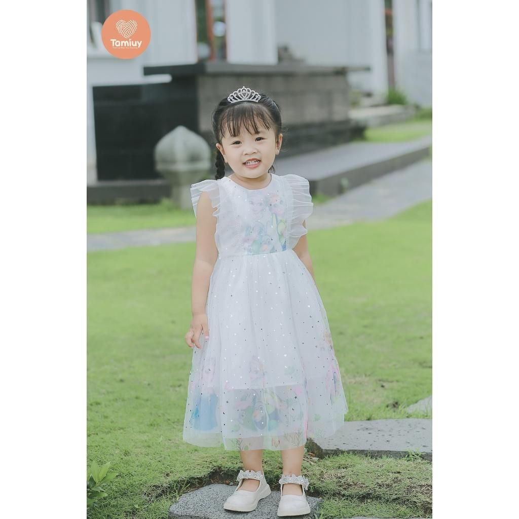  Tamiuy Đầm Dạ Hội Công Chúa Elsa Chất Liệu Cotton Voan Cao Cấp Dành Cho Bé Dự Tiệc Size Trung CHo Bé 40 kG 