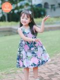  Đầm Xòe Vải Gấm Hoạ Tiết Bông Tamiuy Dành Cho Bé Gái (10-40kg) 
