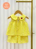  Bộ Caro Bé Gái Tamiuy Cam & Trắng Phối Hoa Tiết Vải Cotton Mềm Mịn Size 2-12 