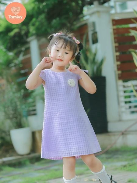  Đầm Chữ A Bé Gái Tamiuy Cotton Mềm Đính Hoa, Nhiều Màu (1-10T) 