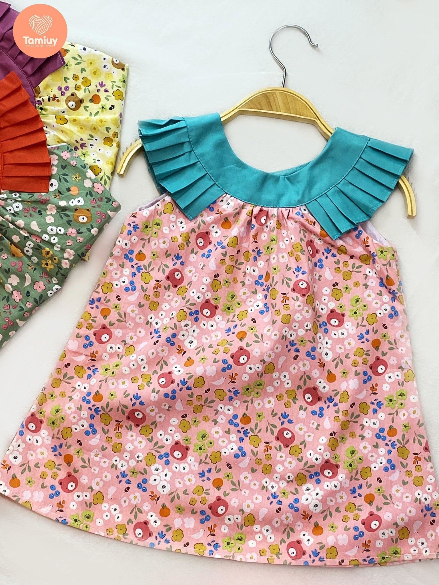  Đầm Bé Gái Tamiuy Thiết Kế Cổ Bèo Xếp Ly, Cotton Mềm Mại, Cao Cấp (1-10T) 