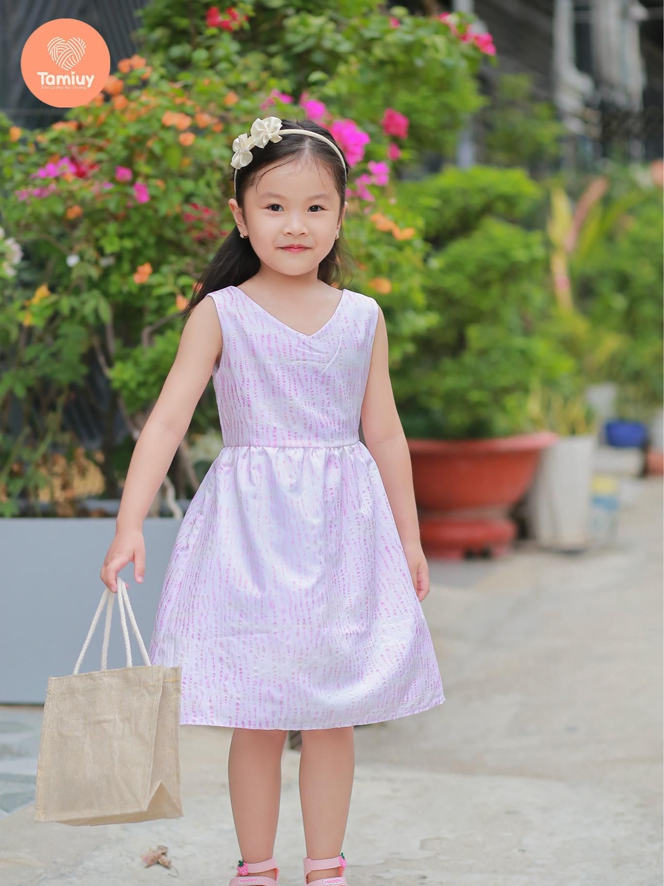  Tamiuy Đầm Cho Bé Gái Thiết Kế Xẻ Tim Sau Lưng Cổ Bèo Phong Cách Ngày Hè Đơn Giản Vải Cotton Mềm Mịn 
