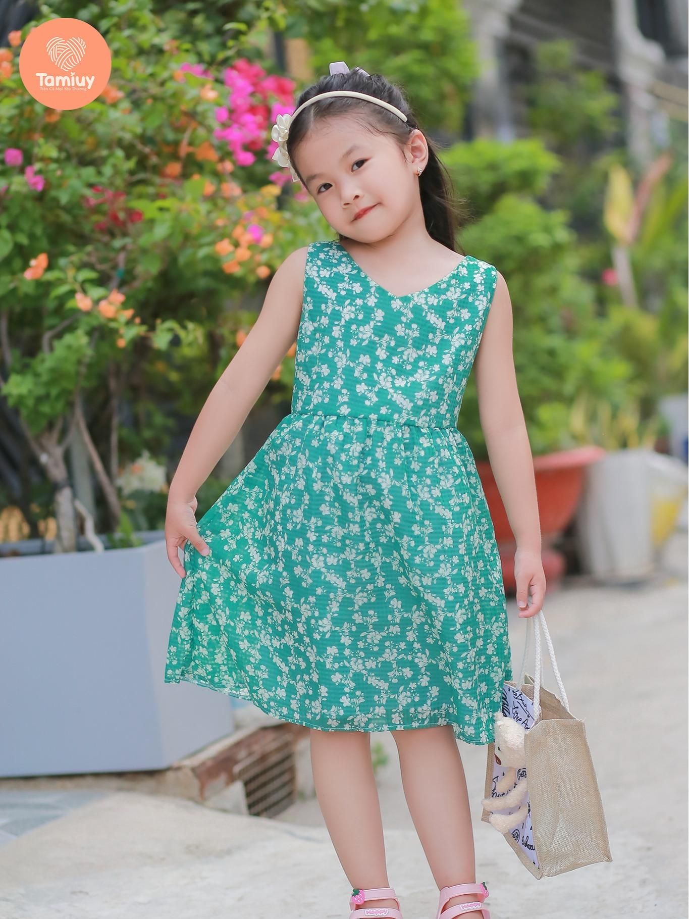  Đầm Cho Bé Gái Tamiuy Thiết Kế Xẻ  Tim Sau Cho Bé Từ 1-10  Tuổi 