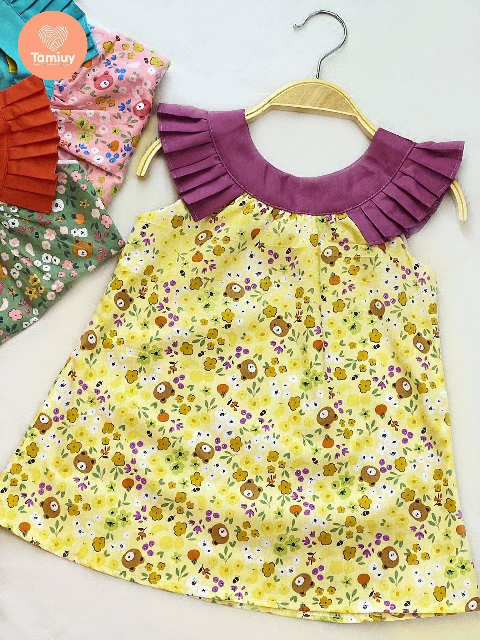  Đầm Bé Gái Tamiuy Thiết Kế Cổ Bèo Xếp Ly, Cotton Mềm Mại, Cao Cấp (1-10T) 