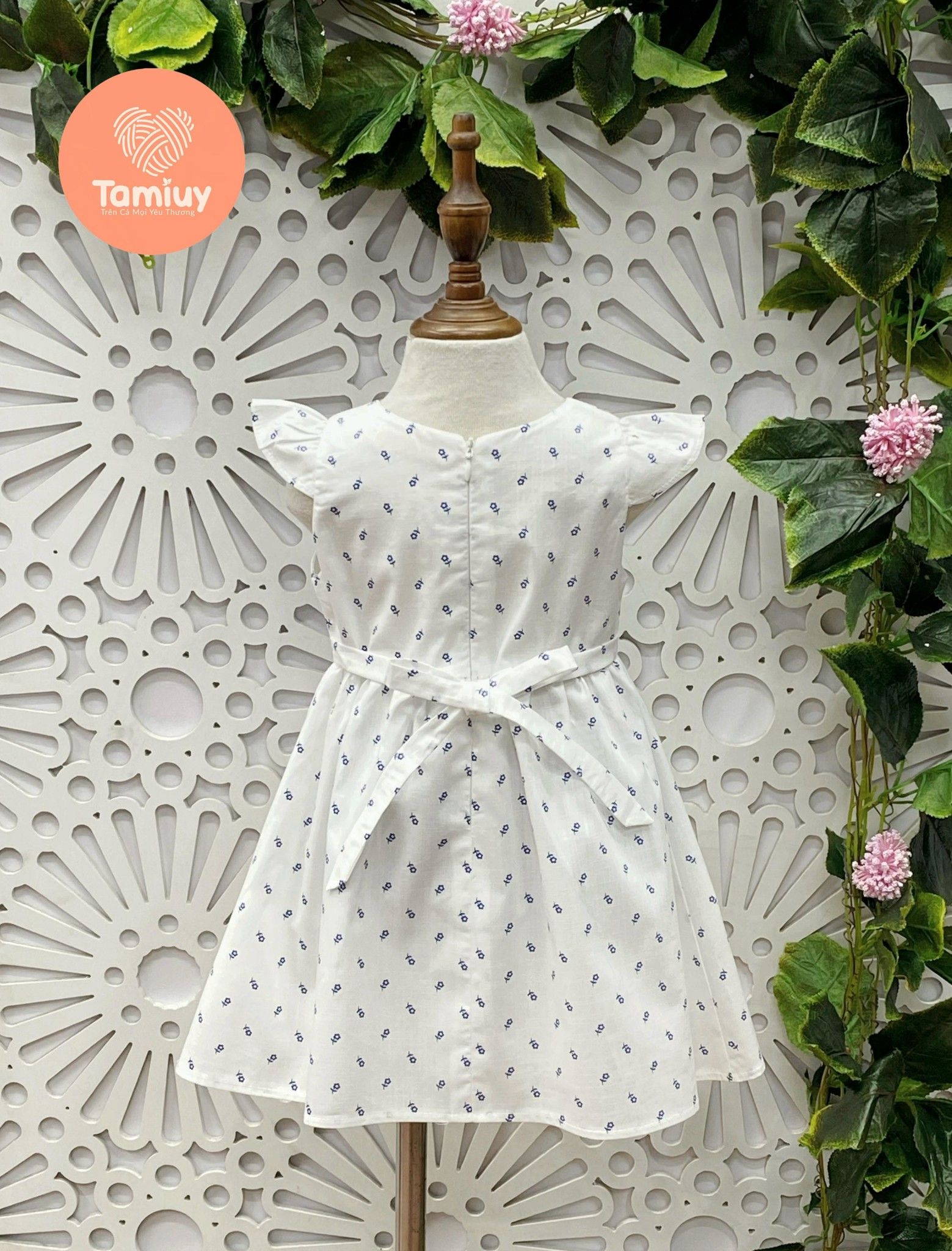  Đầm Xoè Bé Gái  Tamiuy Thêu Trụ Tay Cánh Tiên Size 10-40 kg 