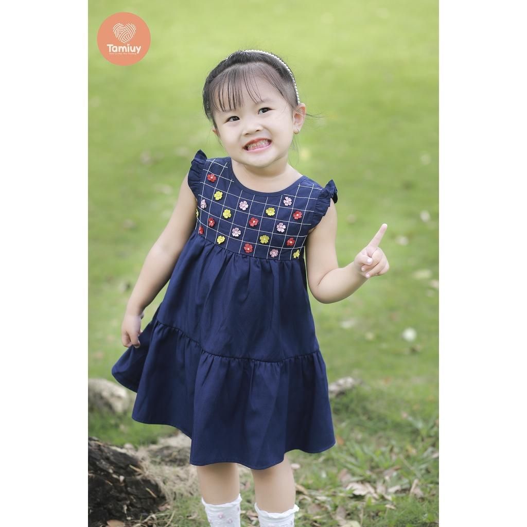  Đầm Baby Doll Bé Gái Tamiuy Cotton Đính Hoa ,Size 1-10 Tuổi ,Nhiều Màu 