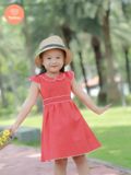  Đầm Bé Gái Tamiuy Cao Cấp Thiết Kế Tay Phồng Cánh Tiên Rode ở Cổ Và Eo Chất Liệu Linen Mềm Mại Size Trung 