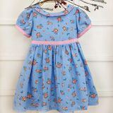  Đầm Bé Gái Tamiuy Cao Cấp Thiết Kế Hoa Nhí Cổ Bâu Sen Chất  Liệu  Cotton Mềm Mại 