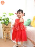  Đầm Công Chúa Màu Đỏ  Tamiuy   Đính Hoa Cao Cấp (1-10T) 