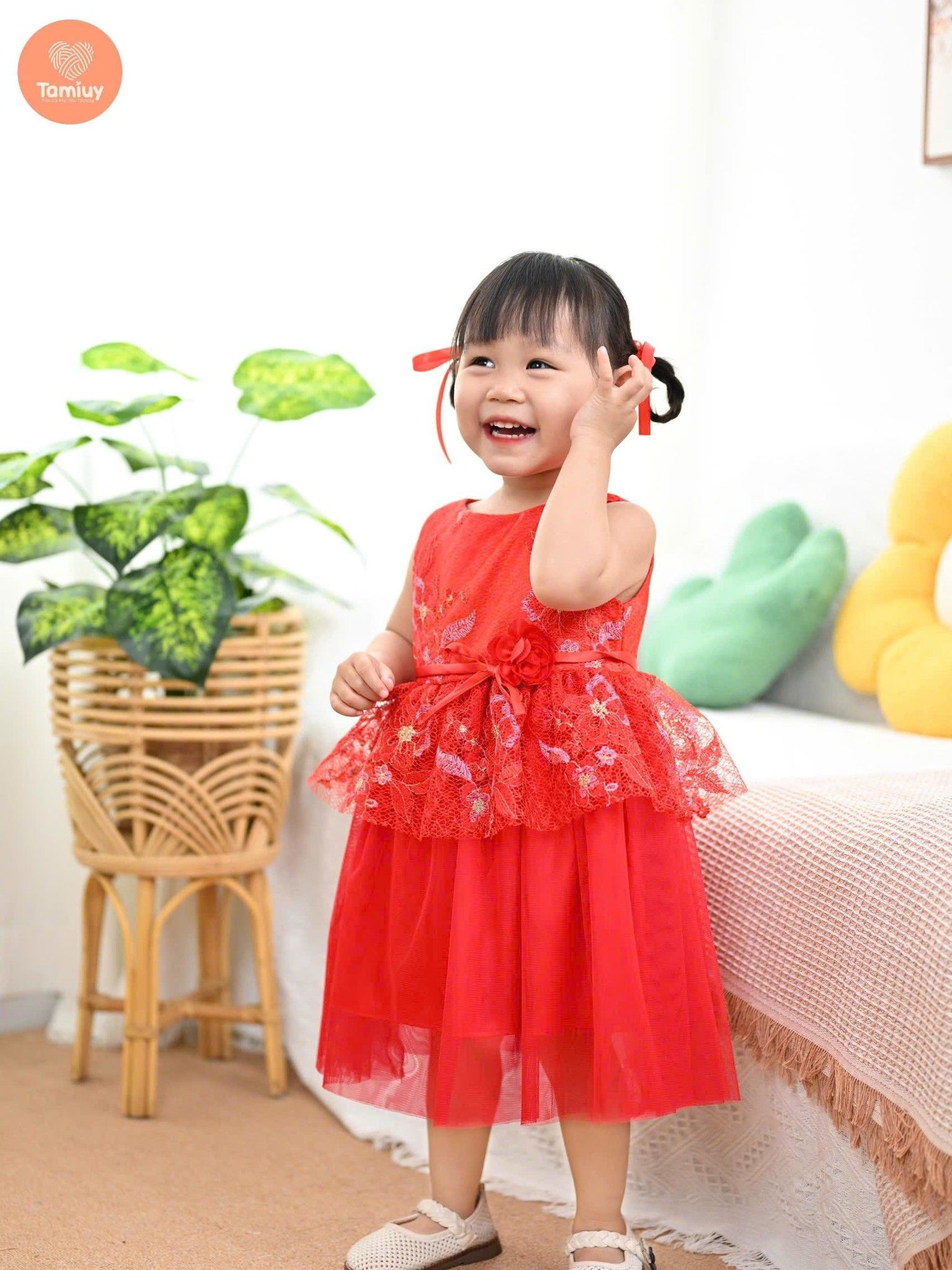  Đầm Công Chúa Màu Đỏ  Tamiuy   Đính Hoa Cao Cấp (1-10T) 