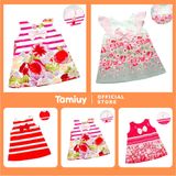  Váy Chữ A Bé Gái Tamiuy Cao Cấp Đính Nơ Họa Tiết Dễ Thương Chất Vải Cotton Mềm Mịn Nhiều Màu Tùy Chọn 