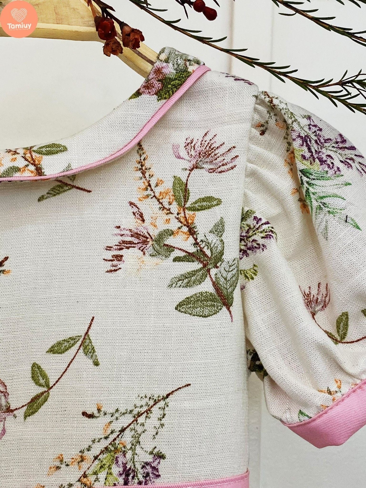  Đầm Bé Gái Tamiuy Cao Cấp Thiết Kế Hoa Nhí Cổ Bâu Sen Chất  Liệu  Cotton Mềm Mại 