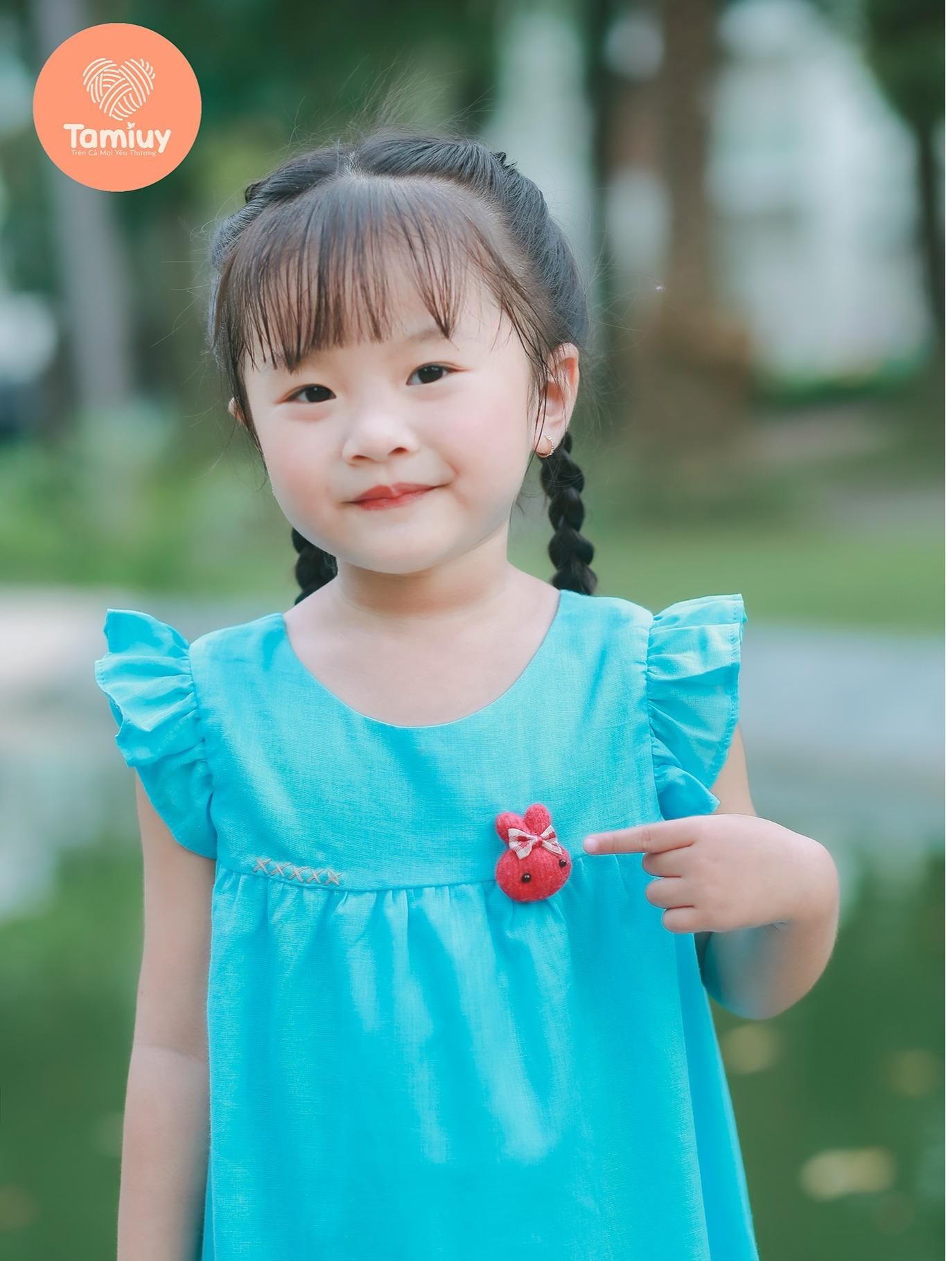  Tamiuy Set Đầm Bé Gái Tamiuy Đính Thú Chất  Liệu Mùa Hè CHo Bé 10-35 kg 