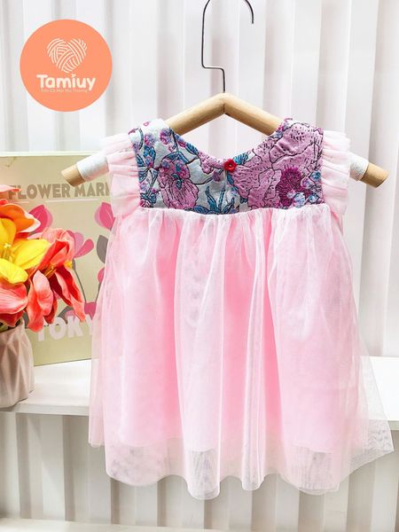  Đầm Gấm Tamiuy Tay Cánh Tiên Tamiuy cho Bé Gái Sơ Sinh 