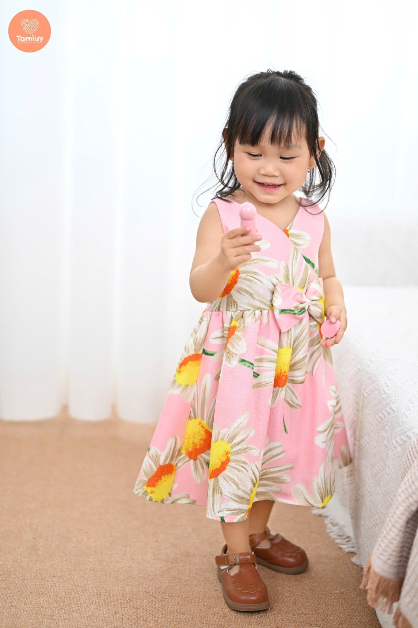  Đầm Xòe Công Chúa Tamiuy Hoạ Tiết Hoa Hướng Dương Dành Cho Bé Gái (1-10T) 