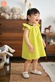  Tamiuy Đầm Yếm Cổ Thun Họa Tiết Hoa Hướng Dương Cho Bé Gái Từ 1-10 Tuổi Chất Liệu Linen Mềm Mịn 
