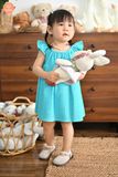  Tamiuy Đầm Yếm Cổ Thun Họa Tiết Hoa Hướng Dương Cho Bé Gái Từ 1-10 Tuổi Chất Liệu Linen Mềm Mịn 