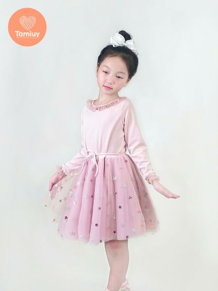  Đầm Múa Bale Bé Gái Tamiuy Xoè Tròn 360 Độ ,Váy Tay Dài Màu Hồng Dễ Thương 